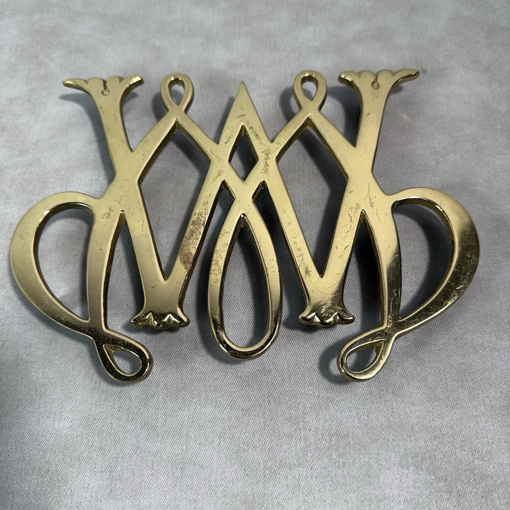 Vintage 1950 Brass Trivet William & Mary  Williamsburg Virginia 8"X7"